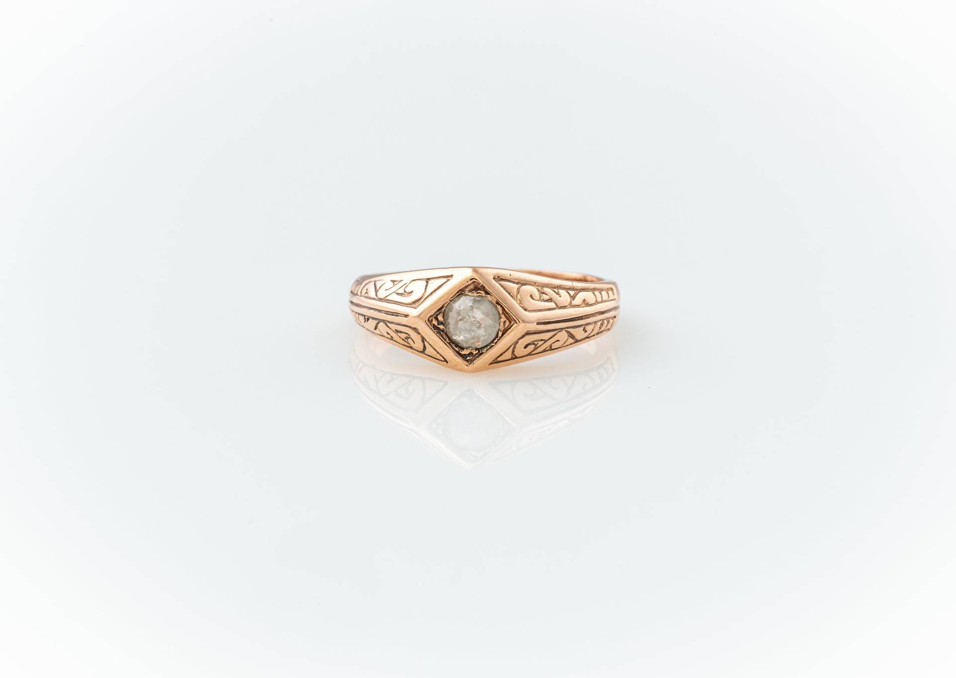 stempel Ring - Rose Cut Diamanten Cocktail Gold Geschenk Für Sie Geburtstag von KisufimJewelry