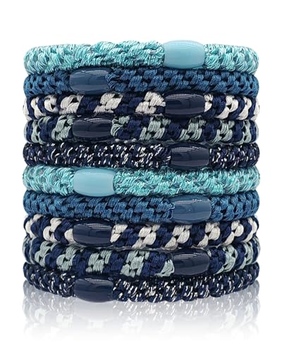 Kisvic Haargummis Mädchen, 10 Stück Haargummis Mehrfarbigen, Mode Elastische Haarbänder Zopfgummis Damen, Haargummi Armband für Dickes und Lockiges Haar (Dunkelblau) von Kisvic