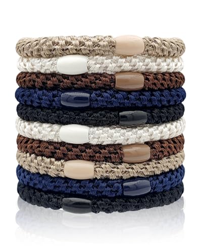 Kisvic Haargummis Mädchen, 10 Stück Haargummis Mehrfarbigen, Mode Elastische Haarbänder Zopfgummis Damen, Haargummi Armband für Dickes und Lockiges Haar (Natürlich) von Kisvic