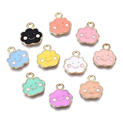 KitBeads Wolken-Charms Happy Smile Gesicht Charms - 100 Stück zufällig Emaille - Schmuckanhänger für Armbänder & mehr von KitBeads