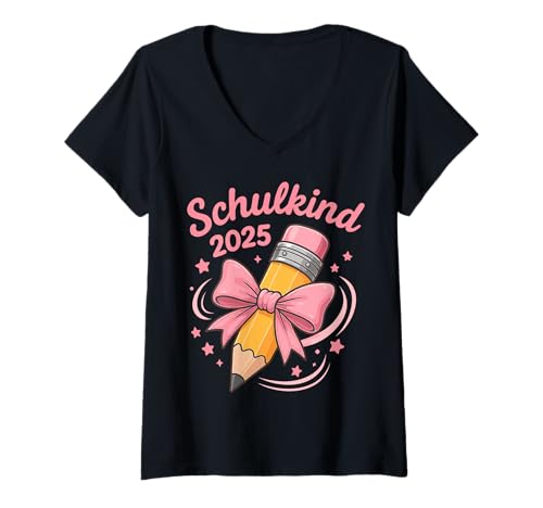Damen Schulkind 2025 Mädchen Einschulung T-Shirt mit V-Ausschnitt Damen Schulkind 2025 Mädchen Einschulung T-Shirt mit V-Ausschnitt von Kita Abgängerin Geschenke