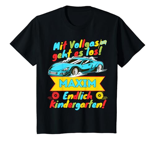 Kinder Rennwagen Personalisiert Maxim Junge Kindi Kindergarten 2024 T-Shirt Kinder Rennwagen Personalisiert Maxim Junge Kindi Kindergarten 2024 T-Shirt von Kita Jungen Kindergarten Start Shirts mit Namen