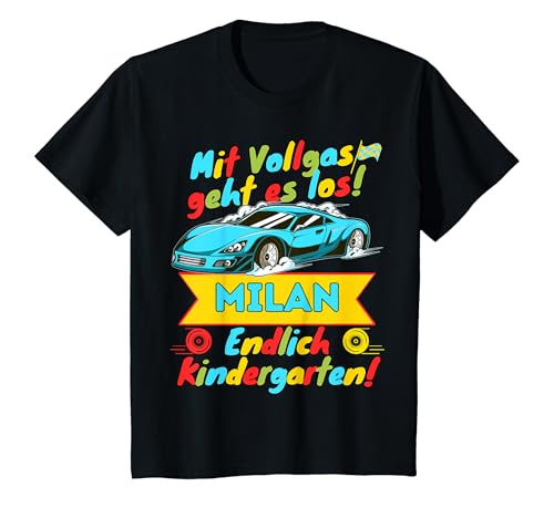 Kinder Rennwagen Personalisiert Milan Junge Kindi Kindergarten 2024 T-Shirt Kinder Rennwagen Personalisiert Milan Junge Kindi Kindergarten 2024 T-Shirt von Kita Jungen Kindergarten Start Shirts mit Namen