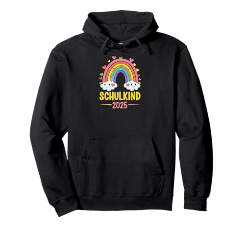 Schulkind 2025 Mädchen Einschulung Regenbogen Herzchen Pullover Hoodie von Kitaabgänger 2025 Erstklässlerin Schulmädchen