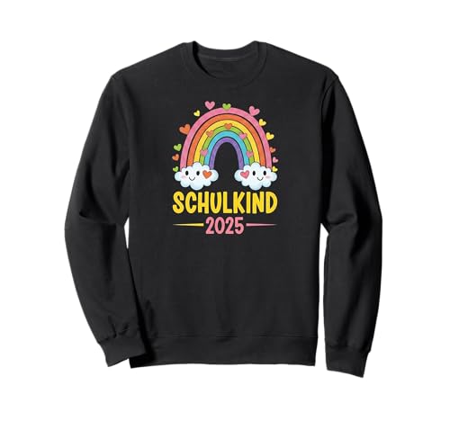 Schulkind 2025 Mädchen Einschulung Regenbogen Herzchen Sweatshirt von Kitaabgänger 2025 Erstklässlerin Schulmädchen