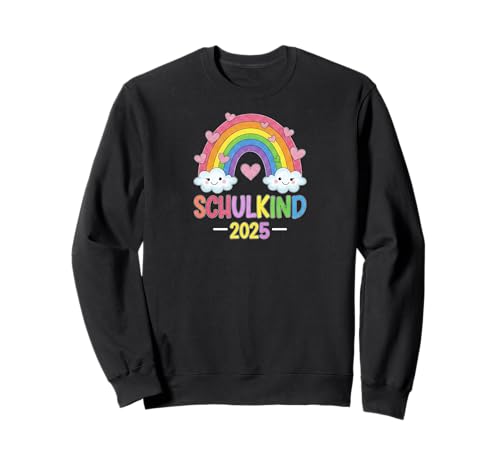 Schulkind 2025 Mädchen Einschulung Regenbogen Herzchen Sweatshirt von Kitaabgänger 2025 Erstklässlerin Schulmädchen