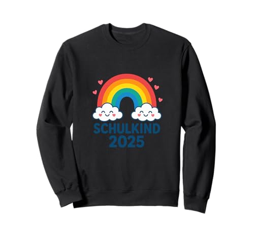 Schulkind 2025 Mädchen Einschulung Regenbogen Herzchen Sweatshirt von Kitaabgänger 2025 Erstklässlerin Schulmädchen