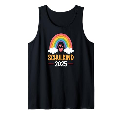 Schulkind 2025 Mädchen Einschulung Regenbogen Herzchen Tank Top von Kitaabgänger 2025 Erstklässlerin Schulmädchen