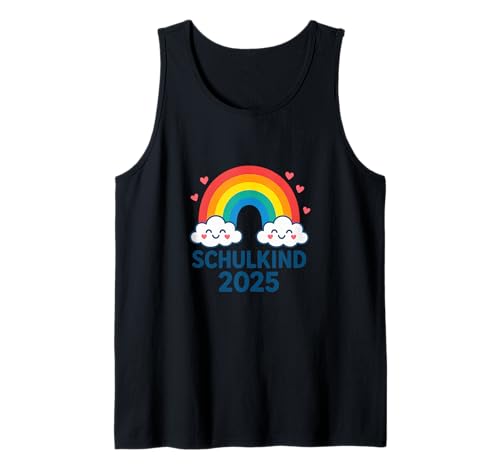 Schulkind 2025 Mädchen Einschulung Regenbogen Herzchen Tank Top von Kitaabgänger 2025 Erstklässlerin Schulmädchen