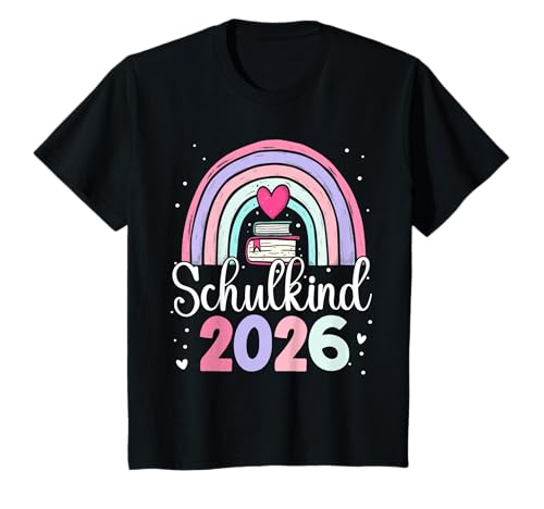 Kinder Schulkind 2026 Regenbogen Mädchen Schulstart Einschulung T-Shirt Kinder Schulkind 2026 Regenbogen Mädchen Schulstart Einschulung T-Shirt von Kitaabgänger 2026 Mädchen Schultüte Füllideen