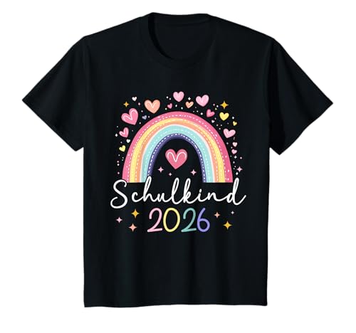 Kinder Schulkind 2026 Regenbogen Mädchen Schulstart Einschulung T-Shirt Kinder Schulkind 2026 Regenbogen Mädchen Schulstart Einschulung T-Shirt von Kitaabgänger 2026 Mädchen Schultüte Füllideen