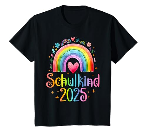 Schulkind 2025 Regenbogen Mädchen Einschulung 2025 Mädchen T-Shirt von Kitaabgänger 2025 Mädchen Schultüte Regenbogen