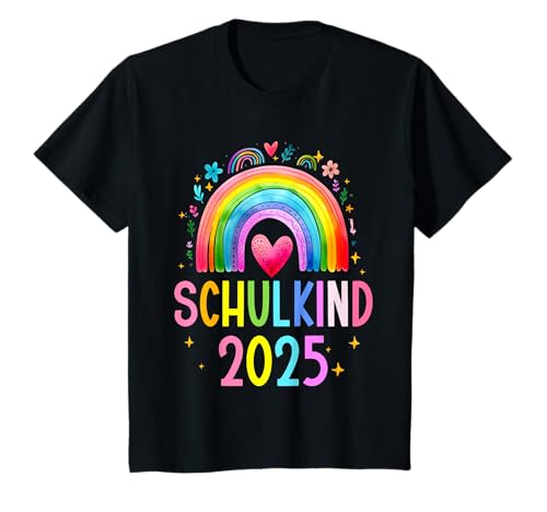 Schulkind 2025 Regenbogen Mädchen Einschulung 2025 Mädchen T-Shirt von Kitaabgänger 2025 Mädchen Schultüte Regenbogen