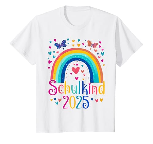 Kinder Schulkind 2025 Regenbogen Mädchen Einschulung 2025 Mädchen T-Shirt von Kitaabgänger 2025 Mädchen Schultüte Regenbogen