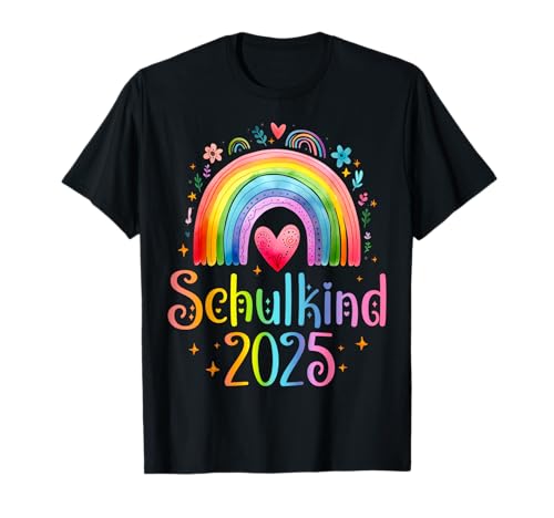 Schulkind 2025 Regenbogen Mädchen Einschulung 2025 Mädchen T-Shirt von Kitaabgänger 2025 Mädchen Schultüte Regenbogen