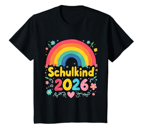 Schulkind 2026 Regenbogen Mädchen Einschulung 2026 Mädchen T-Shirt von Kitaabgänger 2026 Mädchen Regenbogen Schultüte