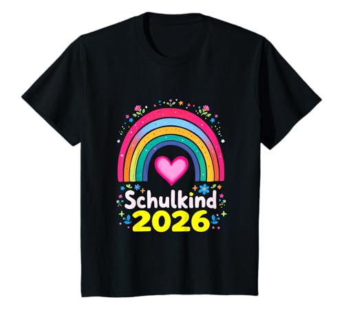 Schulkind 2026 Regenbogen Mädchen Einschulung 2026 Mädchen T-Shirt von Kitaabgänger 2026 Mädchen Regenbogen Schultüte