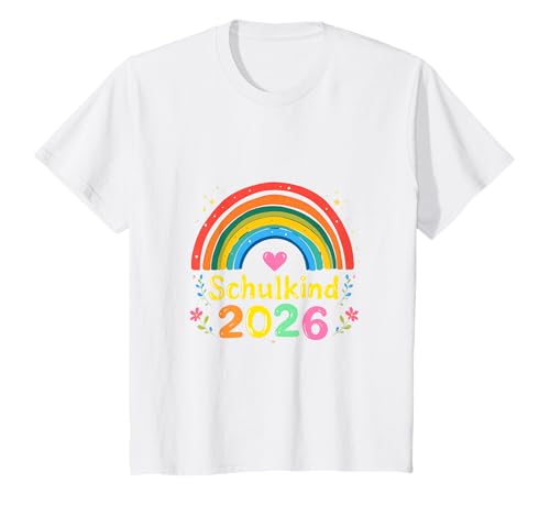 Schulkind 2026 Regenbogen Mädchen Einschulung 2026 Mädchen T-Shirt von Kitaabgänger 2026 Mädchen Regenbogen Schultüte