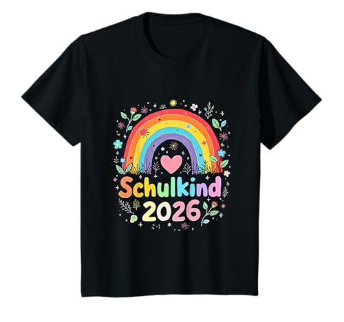 Schulkind 2026 Regenbogen Mädchen Einschulung 2026 Mädchen T-Shirt von Kitaabgänger 2026 Mädchen Regenbogen Schultüte
