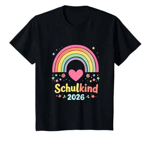 Schulkind 2026 Regenbogen Mädchen Einschulung 2026 Mädchen T-Shirt von Kitaabgänger 2026 Mädchen Regenbogen Schultüte