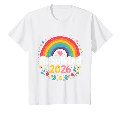 Schulkind 2026 Regenbogen Mädchen Einschulung 2026 Mädchen T-Shirt von Kitaabgänger 2026 Mädchen Regenbogen Schultüte