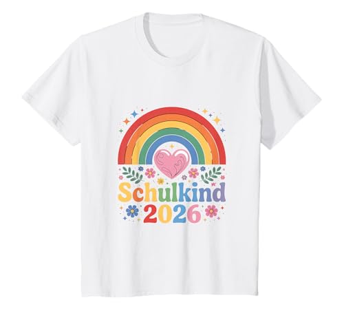 Schulkind 2026 Regenbogen Mädchen Einschulung 2026 Mädchen T-Shirt von Kitaabgänger 2026 Mädchen Regenbogen Schultüte