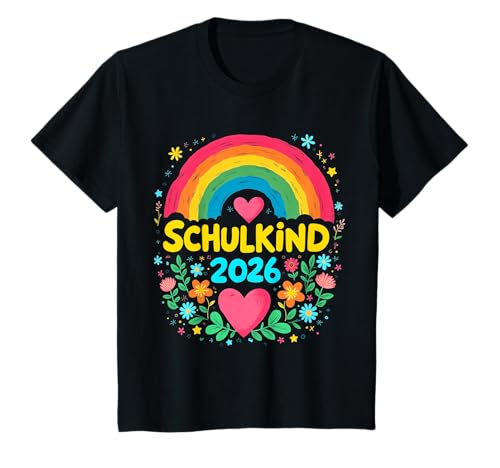 Schulkind 2026 Regenbogen Mädchen Einschulung 2026 Mädchen T-Shirt von Kitaabgänger 2026 Mädchen Regenbogen Schultüte