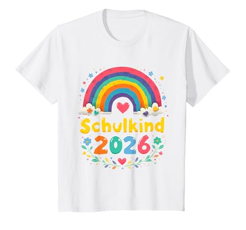Schulkind 2026 Regenbogen Mädchen Einschulung 2026 Mädchen T-Shirt von Kitaabgänger 2026 Mädchen Regenbogen Schultüte