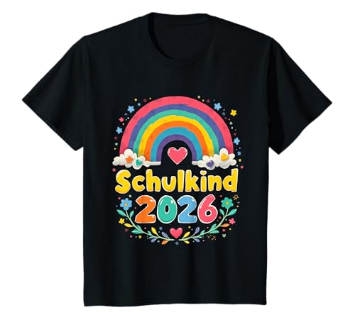 Schulkind 2026 Regenbogen Mädchen Einschulung 2026 Mädchen T-Shirt von Kitaabgänger 2026 Mädchen Regenbogen Schultüte