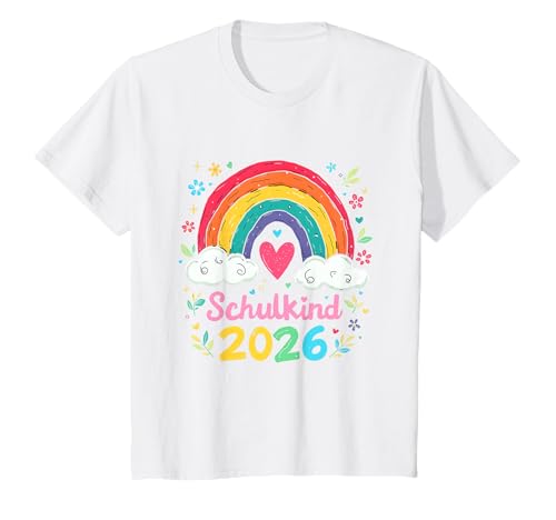 Schulkind 2026 Regenbogen Mädchen Einschulung 2026 Mädchen T-Shirt von Kitaabgänger 2026 Mädchen Regenbogen Schultüte