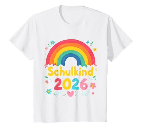 Schulkind 2026 Regenbogen Mädchen Einschulung 2026 Mädchen T-Shirt von Kitaabgänger 2026 Mädchen Regenbogen Schultüte