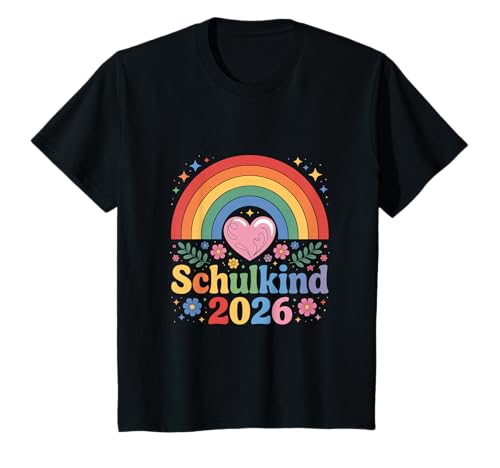 Schulkind 2026 Regenbogen Mädchen Einschulung 2026 Mädchen T-Shirt von Kitaabgänger 2026 Mädchen Regenbogen Schultüte
