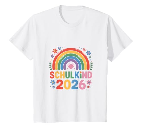 Schulkind 2026 Regenbogen Mädchen Einschulung 2026 Mädchen T-Shirt von Kitaabgänger 2026 Mädchen Regenbogen Schultüte