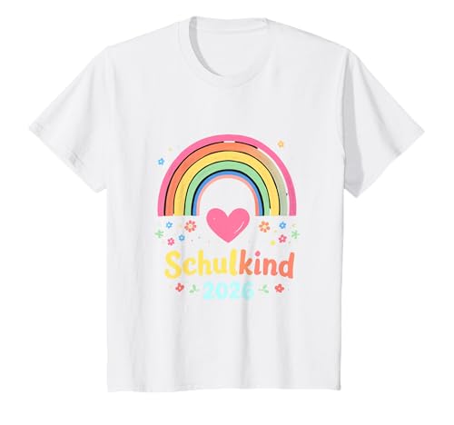 Schulkind 2026 Regenbogen Mädchen Einschulung 2026 Mädchen T-Shirt von Kitaabgänger 2026 Mädchen Regenbogen Schultüte