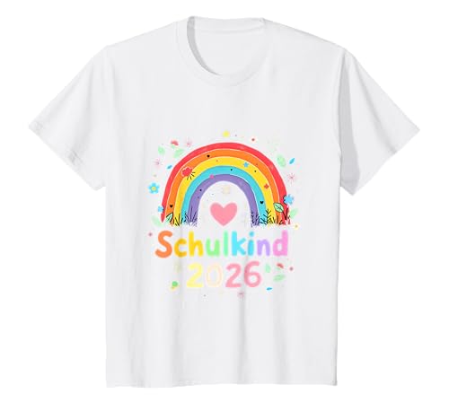 Schulkind 2026 Regenbogen Mädchen Einschulung 2026 Mädchen T-Shirt von Kitaabgänger 2026 Mädchen Regenbogen Schultüte