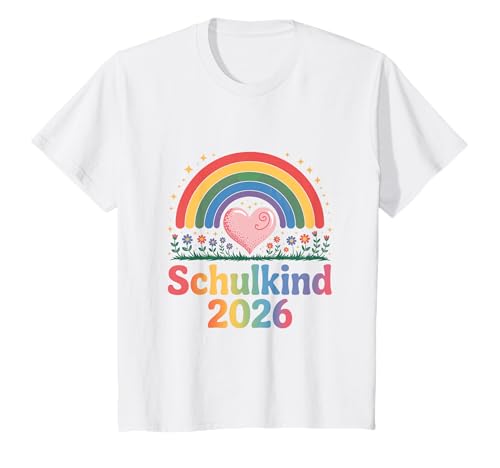 Schulkind 2026 Regenbogen Mädchen Einschulung 2026 Mädchen T-Shirt von Kitaabgänger 2026 Mädchen Regenbogen Schultüte