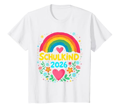 Schulkind 2026 Regenbogen Mädchen Einschulung 2026 Mädchen T-Shirt von Kitaabgänger 2026 Mädchen Regenbogen Schultüte