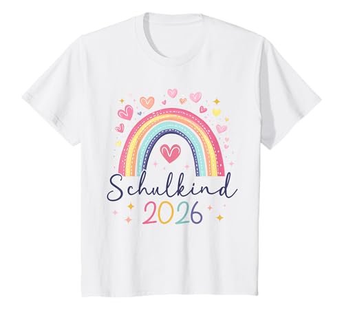 Kinder Schulkind 2026 Regenbogen Mädchen Schulstart Einschulung T-Shirt Kinder Schulkind 2026 Regenbogen Mädchen Schulstart Einschulung T-Shirt von Kitaabgänger 2026 Mädchen Schultüte Füllideen