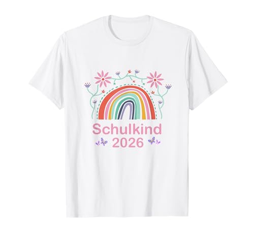 Schulkind 2026 Regenbogen Mädchen T-Shirt Schulkind 2026 Regenbogen Mädchen T-Shirt von Kitaabgänger 2026 Mädchen Schultüte Regenbogen