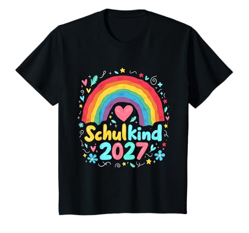 Schulkind 2027 Regenbogen Mädchen Einschulung 2027 Mädchen T-Shirt von Kitaabgänger 2027 Mädchen Regenbogen Schultüte