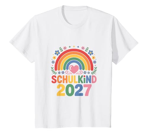 Schulkind 2027 Regenbogen Mädchen Einschulung 2027 Mädchen T-Shirt von Kitaabgänger 2027 Mädchen Regenbogen Schultüte