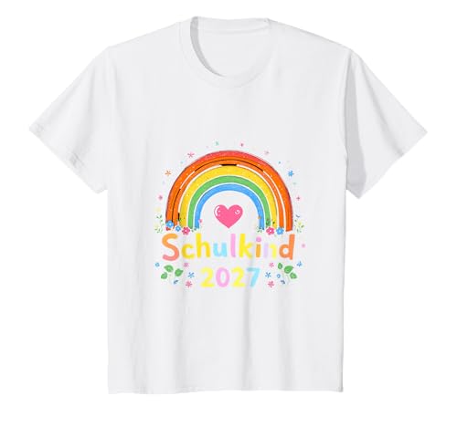 Schulkind 2027 Regenbogen Mädchen Einschulung 2027 Mädchen T-Shirt von Kitaabgänger 2027 Mädchen Regenbogen Schultüte