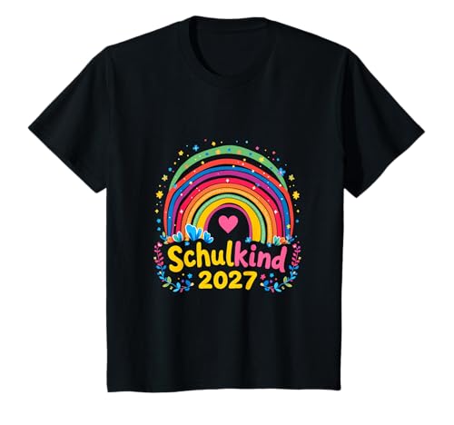 Schulkind 2027 Regenbogen Mädchen Einschulung 2027 Mädchen T-Shirt von Kitaabgänger 2027 Mädchen Regenbogen Schultüte