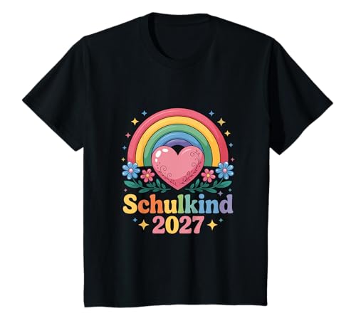 Schulkind 2027 Regenbogen Mädchen Einschulung 2027 Mädchen T-Shirt von Kitaabgänger 2027 Mädchen Regenbogen Schultüte