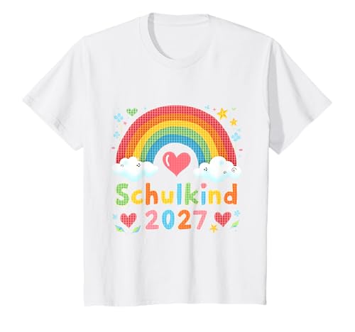 Schulkind 2027 Regenbogen Mädchen Einschulung 2027 Mädchen T-Shirt von Kitaabgänger 2027 Mädchen Regenbogen Schultüte