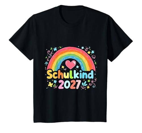 Schulkind 2027 Regenbogen Mädchen Einschulung 2027 Mädchen T-Shirt von Kitaabgänger 2027 Mädchen Regenbogen Schultüte