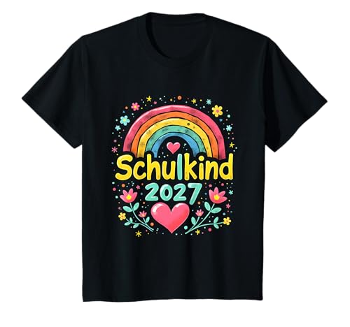 Schulkind 2027 Regenbogen Mädchen Einschulung 2027 Mädchen T-Shirt von Kitaabgänger 2027 Mädchen Regenbogen Schultüte