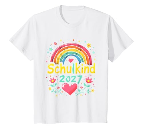 Schulkind 2027 Regenbogen Mädchen Einschulung 2027 Mädchen T-Shirt von Kitaabgänger 2027 Mädchen Regenbogen Schultüte