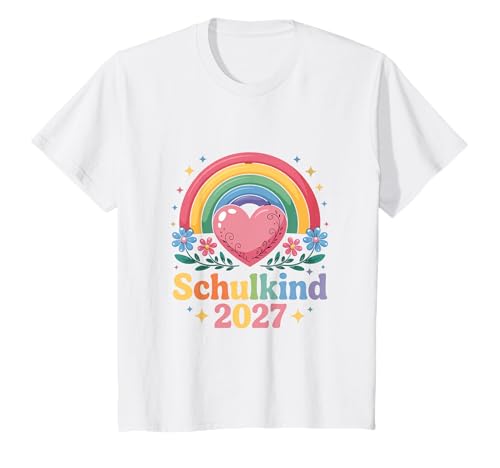 Schulkind 2027 Regenbogen Mädchen Einschulung 2027 Mädchen T-Shirt von Kitaabgänger 2027 Mädchen Regenbogen Schultüte