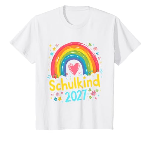 Schulkind 2027 Regenbogen Mädchen Einschulung 2027 Mädchen T-Shirt von Kitaabgänger 2027 Mädchen Regenbogen Schultüte